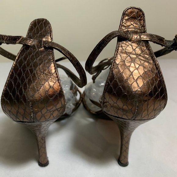 Via Spiga High Heels Sandals Snake Leather Bronze - Picture 6 of 9